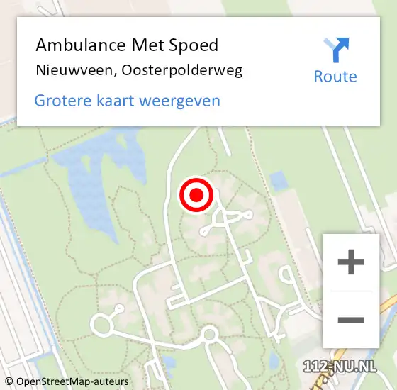 Locatie op kaart van de 112 melding: Ambulance Met Spoed Naar Nieuwveen, Oosterpolderweg op 6 juni 2022 19:38