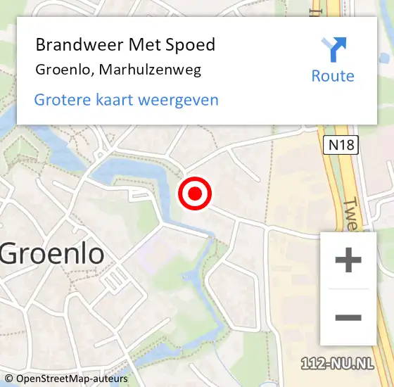 Locatie op kaart van de 112 melding: Brandweer Met Spoed Naar Groenlo, Marhulzenweg op 6 juni 2022 19:46