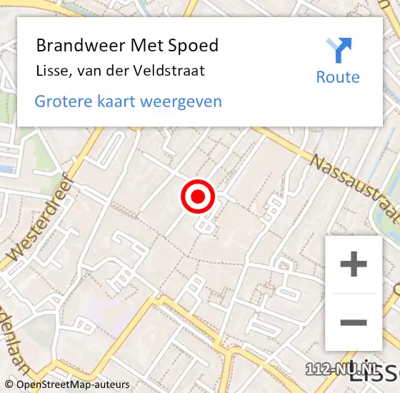 Locatie op kaart van de 112 melding: Brandweer Met Spoed Naar Lisse, van der Veldstraat op 6 juni 2022 20:28