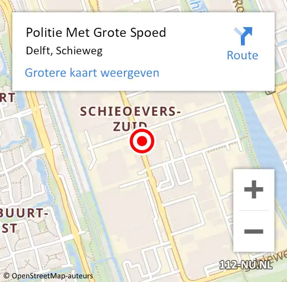 Locatie op kaart van de 112 melding: Politie Met Grote Spoed Naar Delft, Schieweg op 6 juni 2022 20:44