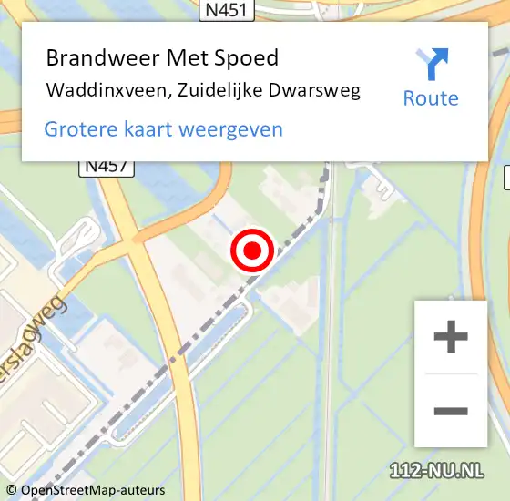 Locatie op kaart van de 112 melding: Brandweer Met Spoed Naar Waddinxveen, Zuidelijke Dwarsweg op 6 juni 2022 20:44