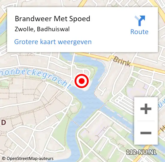 Locatie op kaart van de 112 melding: Brandweer Met Spoed Naar Zwolle, Badhuiswal op 6 juni 2022 20:44