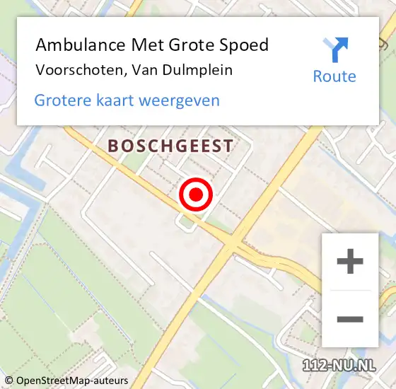 Locatie op kaart van de 112 melding: Ambulance Met Grote Spoed Naar Voorschoten, Van Dulmplein op 6 juni 2022 20:55