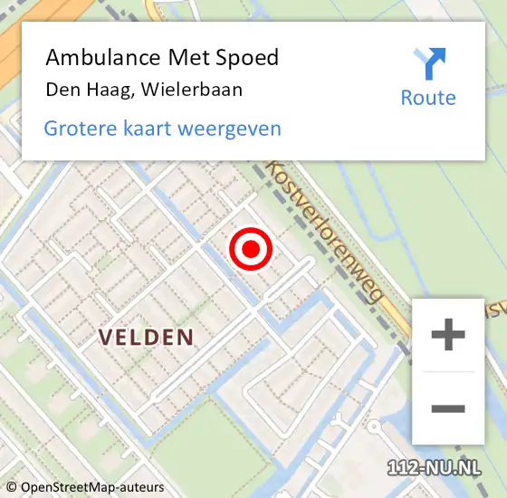 Locatie op kaart van de 112 melding: Ambulance Met Spoed Naar Den Haag, Wielerbaan op 6 juni 2022 20:58