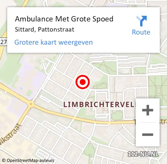 Locatie op kaart van de 112 melding: Ambulance Met Grote Spoed Naar Sittard, Pattonstraat op 19 juli 2014 13:11