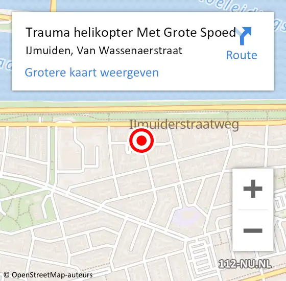 Locatie op kaart van de 112 melding: Trauma helikopter Met Grote Spoed Naar IJmuiden, Van Wassenaerstraat op 6 juni 2022 21:25