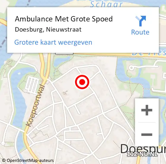 Locatie op kaart van de 112 melding: Ambulance Met Grote Spoed Naar Doesburg, Nieuwstraat op 6 juni 2022 22:05