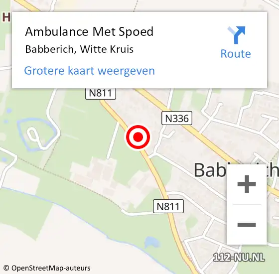 Locatie op kaart van de 112 melding: Ambulance Met Spoed Naar Babberich, Witte Kruis op 6 juni 2022 23:23