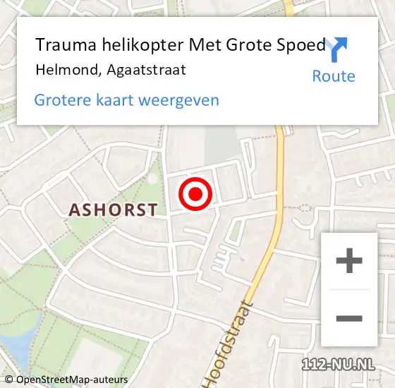 Locatie op kaart van de 112 melding: Trauma helikopter Met Grote Spoed Naar Helmond, Agaatstraat op 7 juni 2022 00:18