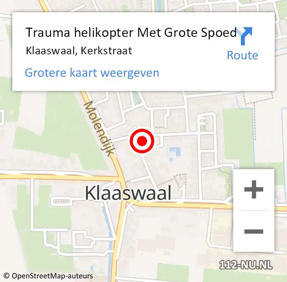 Locatie op kaart van de 112 melding: Trauma helikopter Met Grote Spoed Naar Klaaswaal, Kerkstraat op 7 juni 2022 00:47