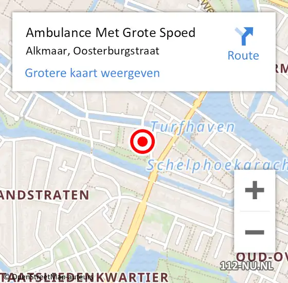 Locatie op kaart van de 112 melding: Ambulance Met Grote Spoed Naar Alkmaar, Oosterburgstraat op 7 juni 2022 00:54