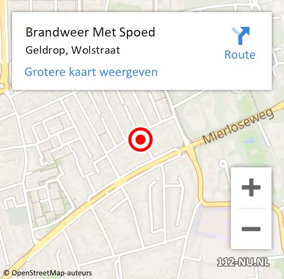 Locatie op kaart van de 112 melding: Brandweer Met Spoed Naar Geldrop, Wolstraat op 7 juni 2022 01:17