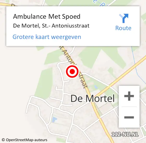 Locatie op kaart van de 112 melding: Ambulance Met Spoed Naar De Mortel, St.- Antoniusstraat op 19 juli 2014 13:24