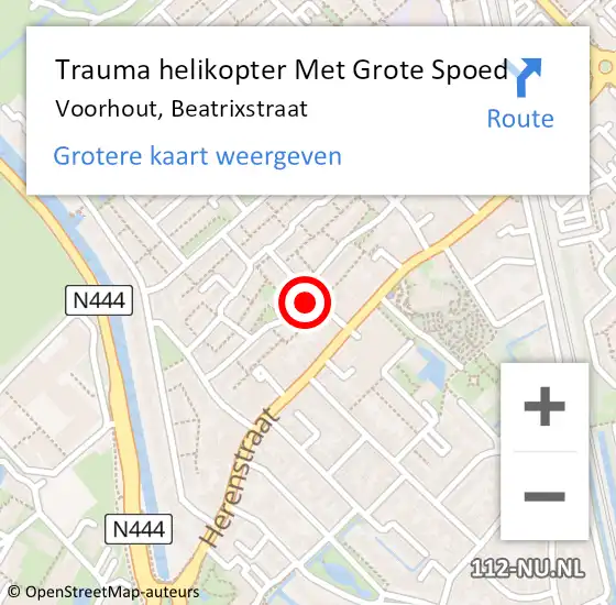 Locatie op kaart van de 112 melding: Trauma helikopter Met Grote Spoed Naar Voorhout, Beatrixstraat op 7 juni 2022 02:31