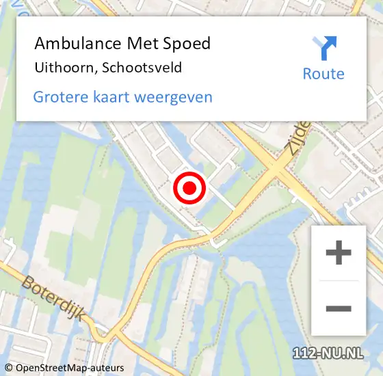 Locatie op kaart van de 112 melding: Ambulance Met Spoed Naar Uithoorn, Schootsveld op 7 juni 2022 03:33