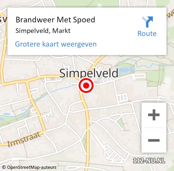 Locatie op kaart van de 112 melding: Brandweer Met Spoed Naar Simpelveld, Markt op 7 juni 2022 04:22