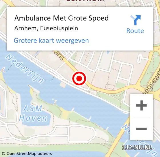 Locatie op kaart van de 112 melding: Ambulance Met Grote Spoed Naar Arnhem, Eusebiusplein op 7 juni 2022 04:40