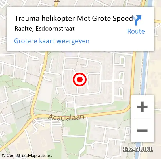 Locatie op kaart van de 112 melding: Trauma helikopter Met Grote Spoed Naar Raalte, Esdoornstraat op 7 juni 2022 04:51