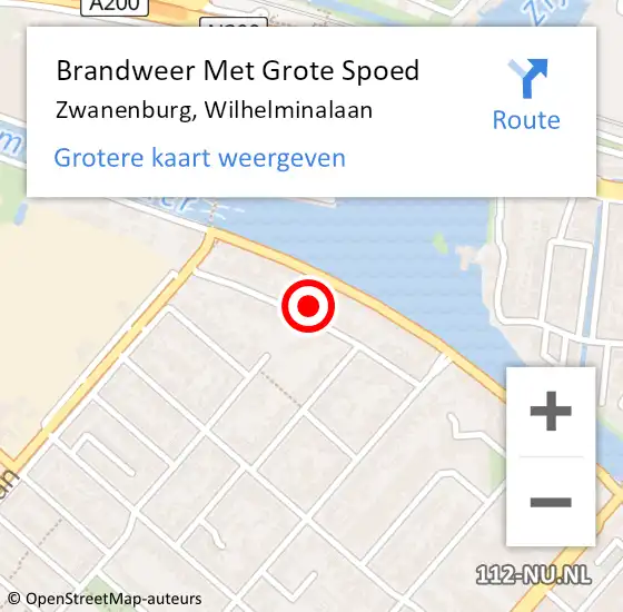 Locatie op kaart van de 112 melding: Brandweer Met Grote Spoed Naar Zwanenburg, Wilhelminalaan op 7 juni 2022 05:17