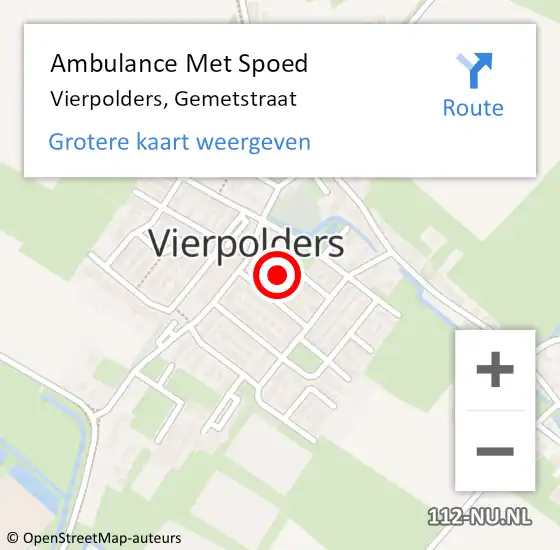 Locatie op kaart van de 112 melding: Ambulance Met Spoed Naar Vierpolders, Gemetstraat op 7 juni 2022 08:03