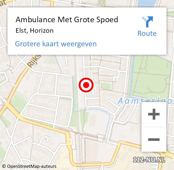 Locatie op kaart van de 112 melding: Ambulance Met Grote Spoed Naar Elst, Horizon op 7 juni 2022 08:23