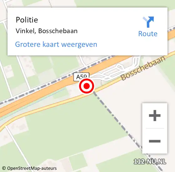 Locatie op kaart van de 112 melding: Politie Vinkel, Bosschebaan op 7 juni 2022 08:28
