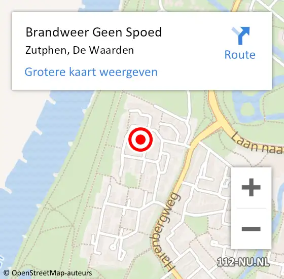 Locatie op kaart van de 112 melding: Brandweer Geen Spoed Naar Zutphen, De Waarden op 7 juni 2022 08:45