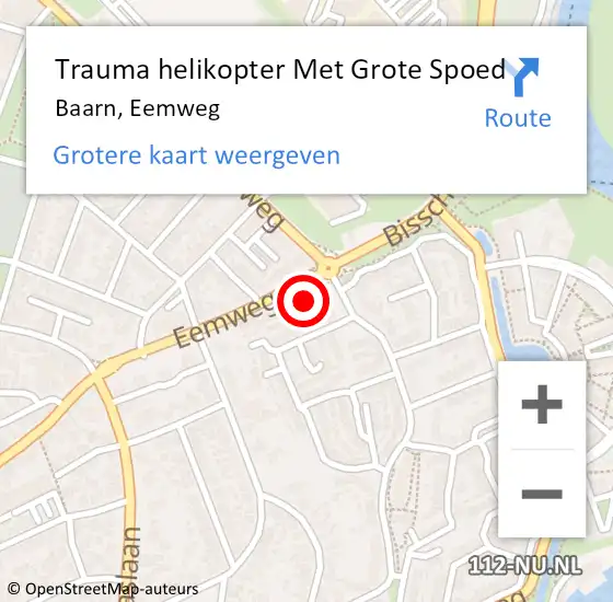Locatie op kaart van de 112 melding: Trauma helikopter Met Grote Spoed Naar Baarn, Eemweg op 7 juni 2022 08:46