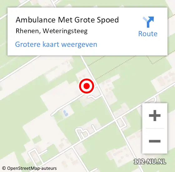 Locatie op kaart van de 112 melding: Ambulance Met Grote Spoed Naar Rhenen, Weteringsteeg op 7 juni 2022 08:57