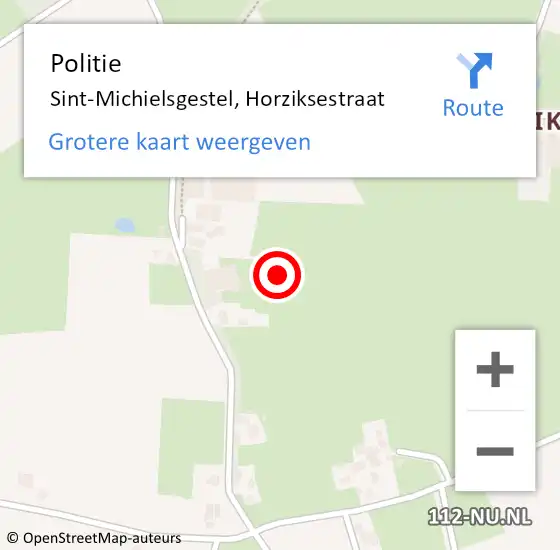 Locatie op kaart van de 112 melding: Politie Sint-Michielsgestel, Horziksestraat op 7 juni 2022 08:57