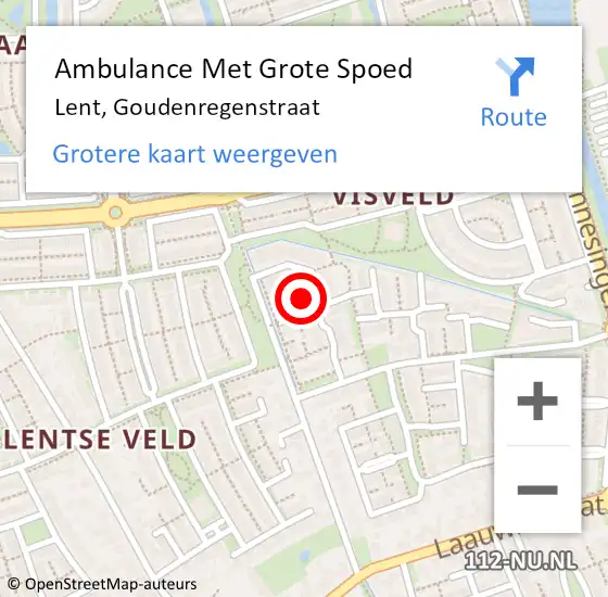 Locatie op kaart van de 112 melding: Ambulance Met Grote Spoed Naar Lent, Goudenregenstraat op 7 juni 2022 09:23