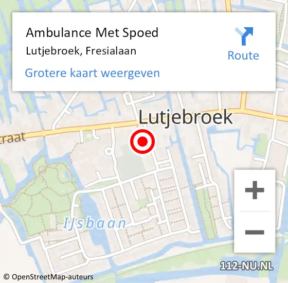 Locatie op kaart van de 112 melding: Ambulance Met Spoed Naar Lutjebroek, Fresialaan op 7 juni 2022 09:41