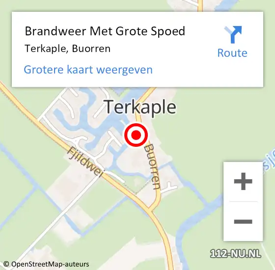 Locatie op kaart van de 112 melding: Brandweer Met Grote Spoed Naar Terkaple, Buorren op 7 juni 2022 09:50