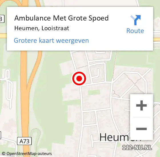 Locatie op kaart van de 112 melding: Ambulance Met Grote Spoed Naar Heumen, Looistraat op 7 juni 2022 09:53