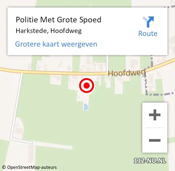 Locatie op kaart van de 112 melding: Politie Met Grote Spoed Naar Harkstede, Hoofdweg op 7 juni 2022 10:04