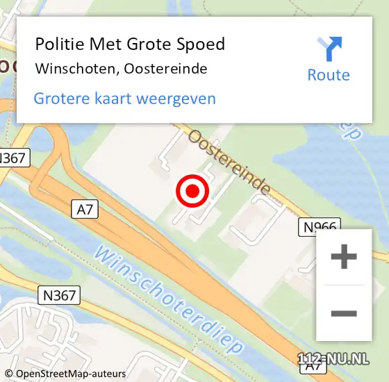 Locatie op kaart van de 112 melding: Politie Met Grote Spoed Naar Winschoten, Oostereinde op 7 juni 2022 10:13