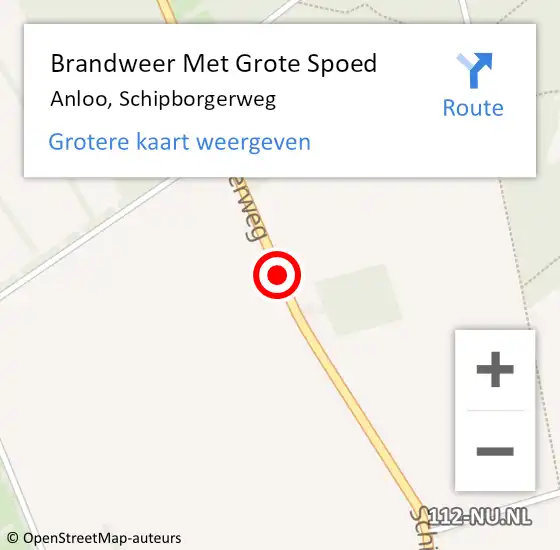 Locatie op kaart van de 112 melding: Brandweer Met Grote Spoed Naar Anloo, Schipborgerweg op 19 juli 2014 13:45