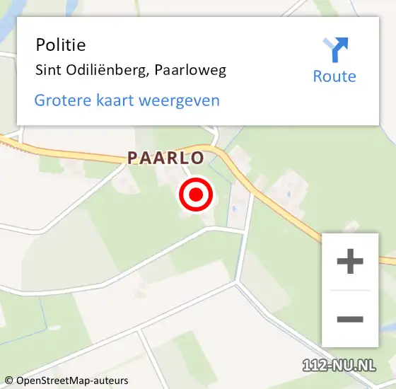 Locatie op kaart van de 112 melding: Politie Sint Odiliënberg, Paarloweg op 7 juni 2022 10:35