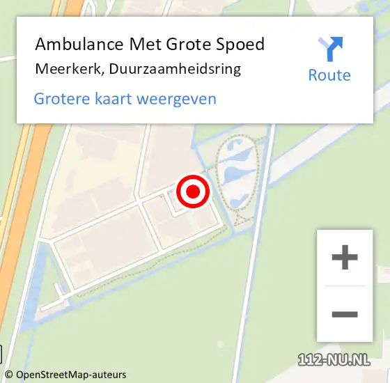 Locatie op kaart van de 112 melding: Ambulance Met Grote Spoed Naar Meerkerk, Duurzaamheidsring op 7 juni 2022 11:17