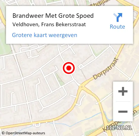 Locatie op kaart van de 112 melding: Brandweer Met Grote Spoed Naar Veldhoven, Frans Bekersstraat op 7 juni 2022 11:22