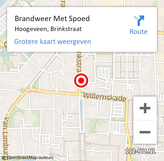 Locatie op kaart van de 112 melding: Brandweer Met Spoed Naar Hoogeveen, Brinkstraat op 19 juli 2014 13:53