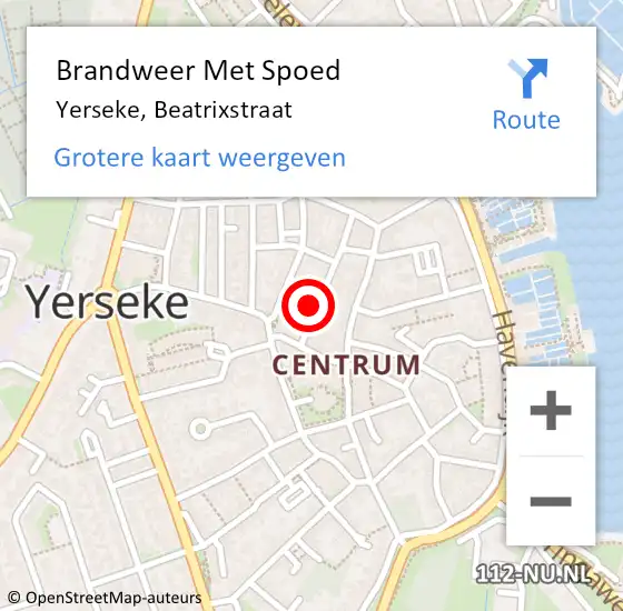 Locatie op kaart van de 112 melding: Brandweer Met Spoed Naar Yerseke, Beatrixstraat op 19 juli 2014 13:58