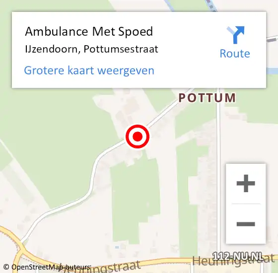 Locatie op kaart van de 112 melding: Ambulance Met Spoed Naar IJzendoorn, Pottumsestraat op 7 juni 2022 12:20