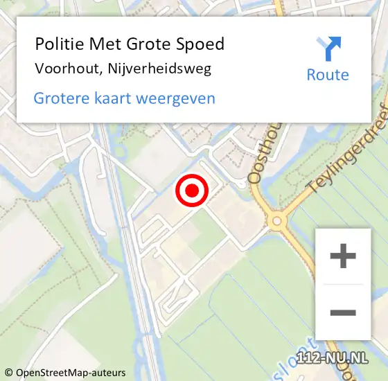 Locatie op kaart van de 112 melding: Politie Met Grote Spoed Naar Voorhout, Nijverheidsweg op 7 juni 2022 12:27