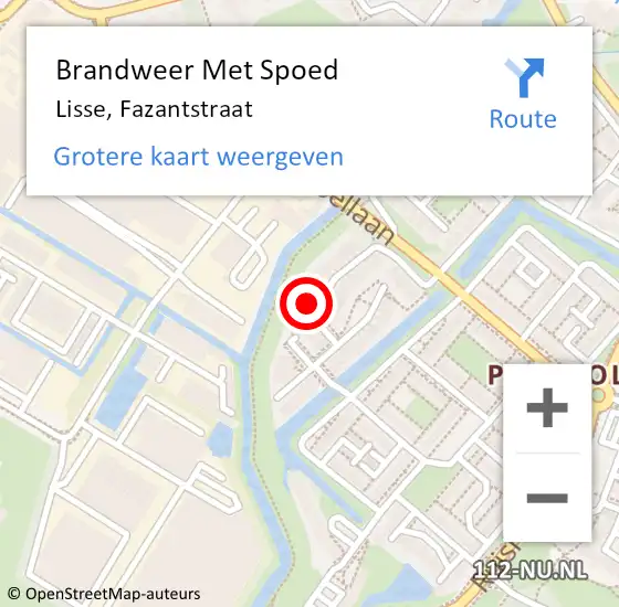 Locatie op kaart van de 112 melding: Brandweer Met Spoed Naar Lisse, Fazantstraat op 7 juni 2022 12:33