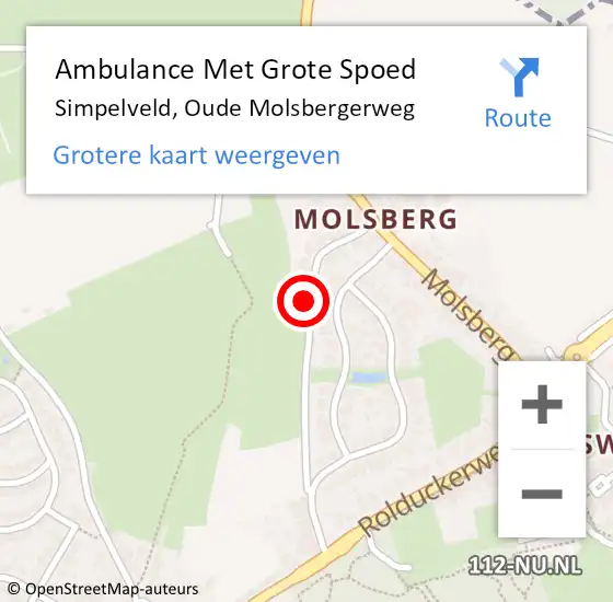 Locatie op kaart van de 112 melding: Ambulance Met Grote Spoed Naar Simpelveld, Oude Molsbergerweg op 19 juli 2014 14:01