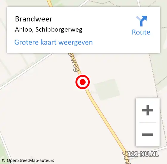 Locatie op kaart van de 112 melding: Brandweer Anloo, Schipborgerweg op 19 juli 2014 14:02