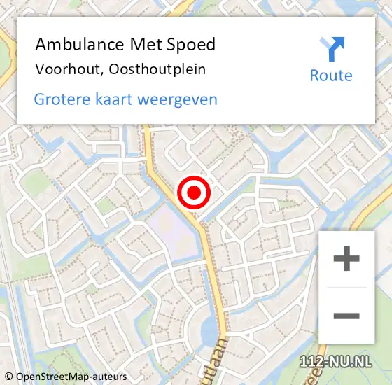 Locatie op kaart van de 112 melding: Ambulance Met Spoed Naar Voorhout, Oosthoutplein op 7 juni 2022 12:49