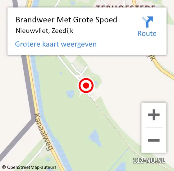 Locatie op kaart van de 112 melding: Brandweer Met Grote Spoed Naar Nieuwvliet, Zeedijk op 7 juni 2022 13:04
