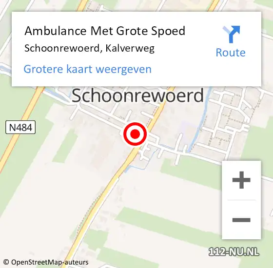 Locatie op kaart van de 112 melding: Ambulance Met Grote Spoed Naar Schoonrewoerd, Kalverweg op 19 juli 2014 14:04